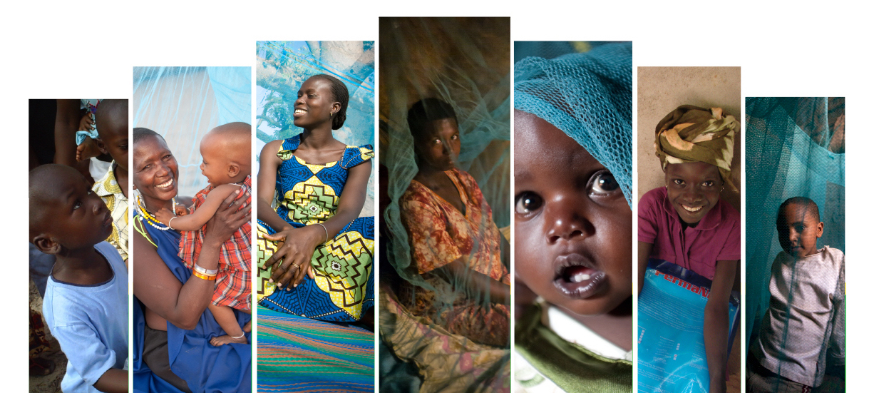 Fanned images of those who have received life-saving nets thanks to the Nothing But Nets initiative.